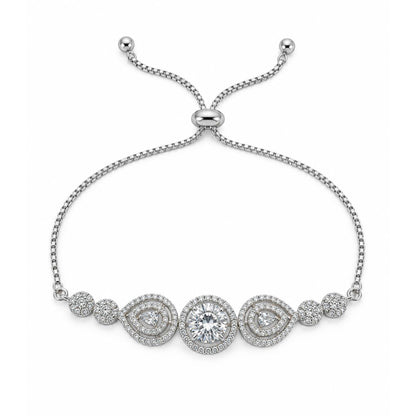 Rhodium Plated AD Adjustable Bracelet for Women