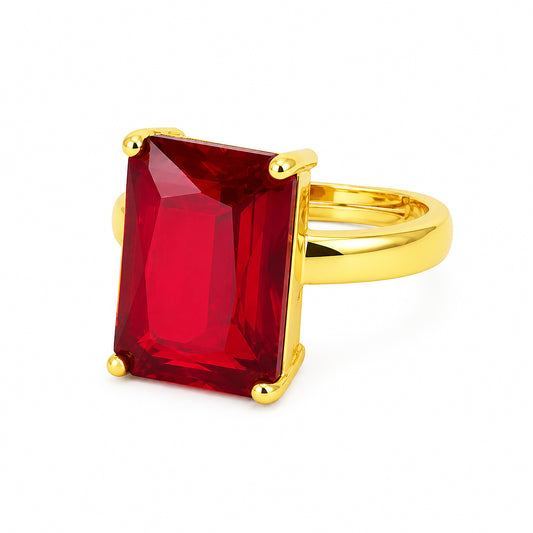 Gold Plated Red AD Finger Ring for Women