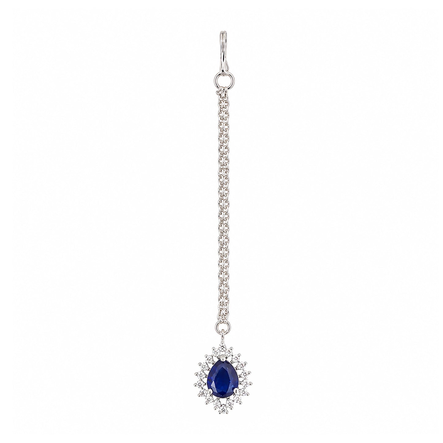 Silver Plated Blue AD Maang Tikka for Women