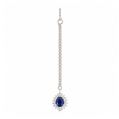 Silver Plated Blue AD Maang Tikka for Women
