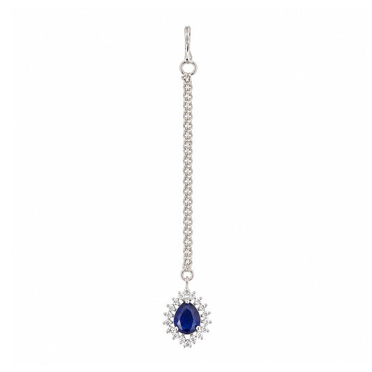 Silver Plated Blue AD Maang Tikka for Women