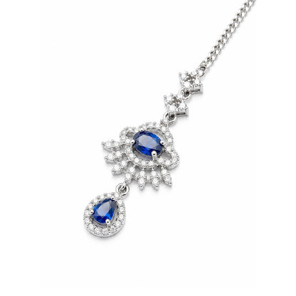 Silver Plated Blue AD Maang Tikka for Women