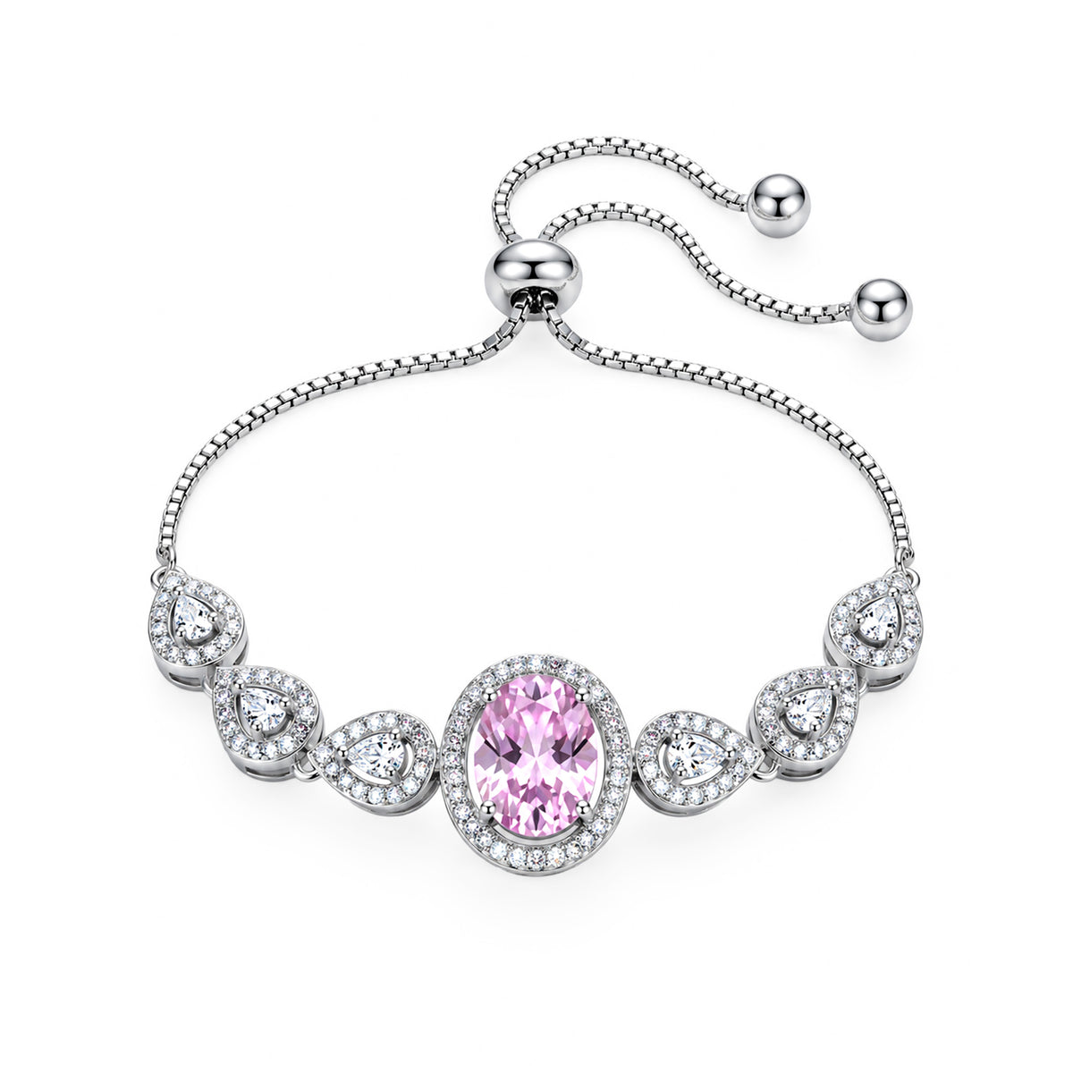 Silver Plated Lavender AD Adjustable Bracelet for Women