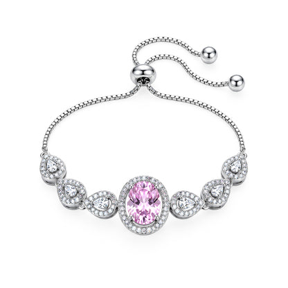 Silver Plated Lavender AD Adjustable Bracelet for Women