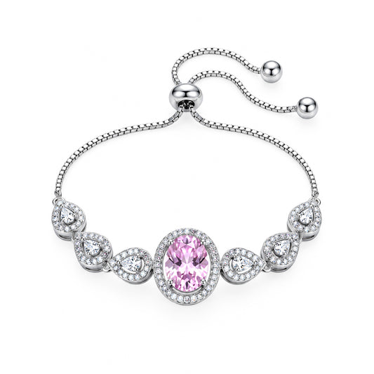 Silver Plated Lavender AD Adjustable Bracelet for Women