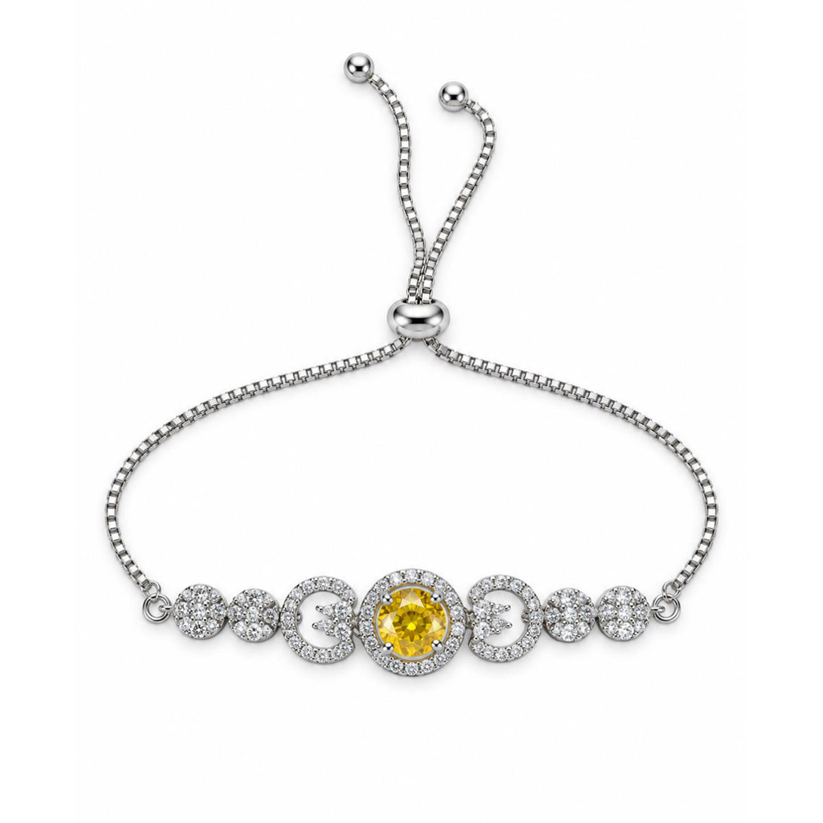 Rhodium Plated Yellow AD Adjustable Bracelet for Women
