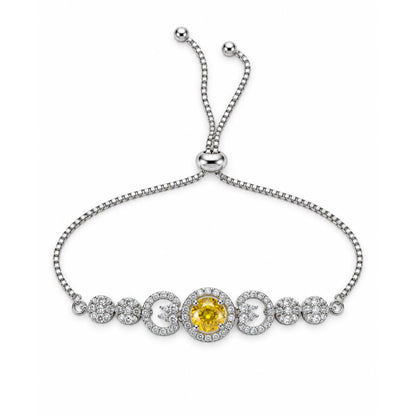 Rhodium Plated Yellow AD Adjustable Bracelet for Women