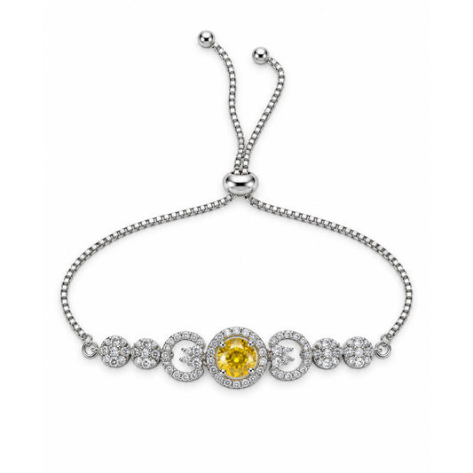 Rhodium Plated Yellow AD Adjustable Bracelet for Women