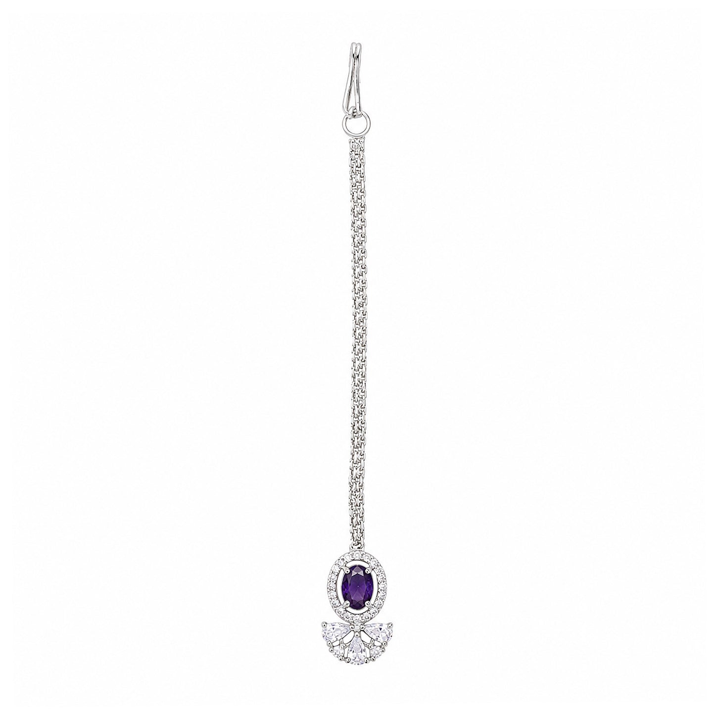 Silver Plated Purple AD Maang Tikka for Women