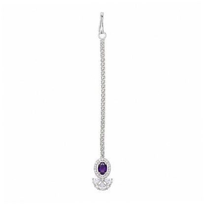 Silver Plated Purple AD Maang Tikka for Women