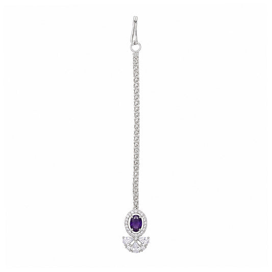 Silver Plated Purple AD Maang Tikka for Women