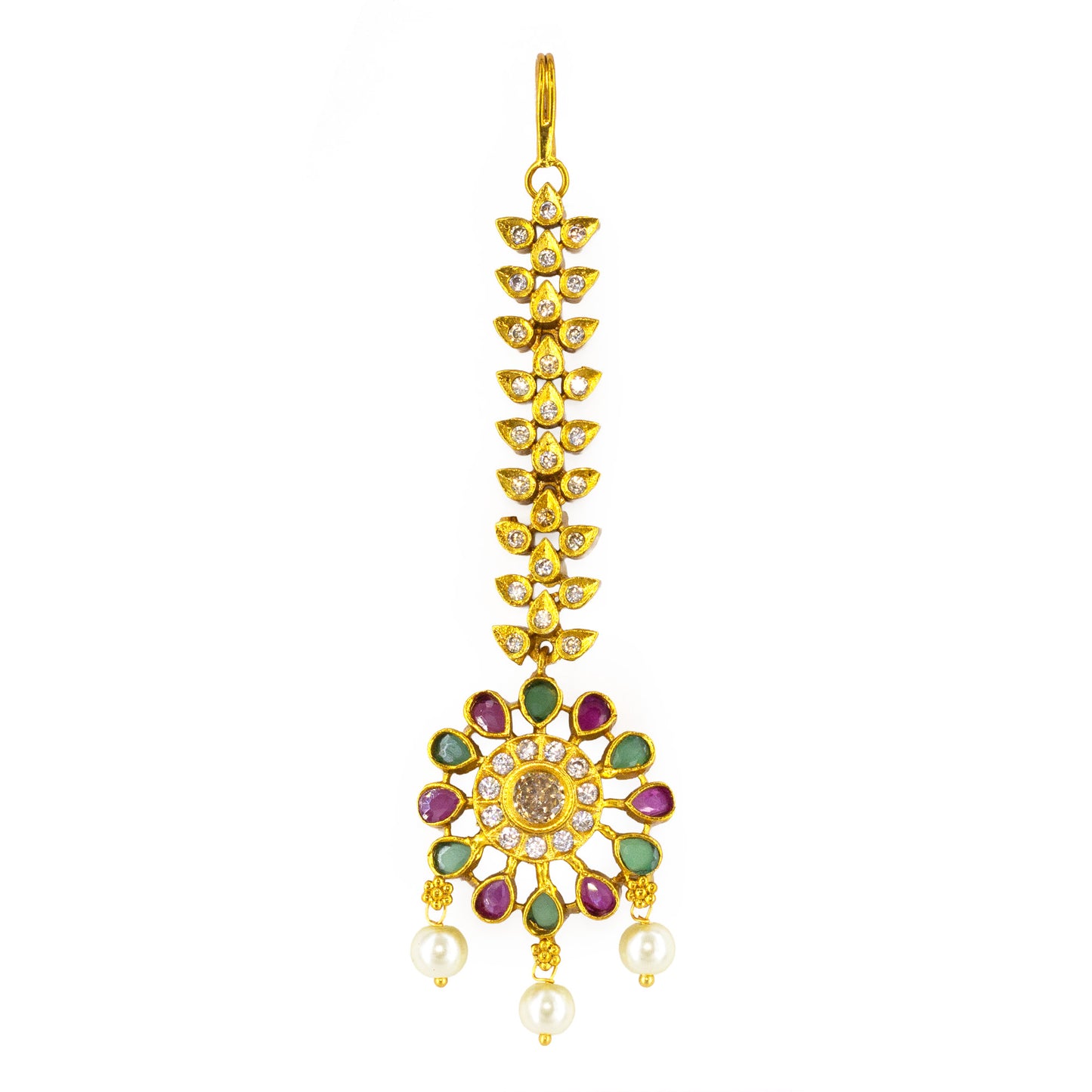 Gold Plated American Diamond Maang Tikka for Women