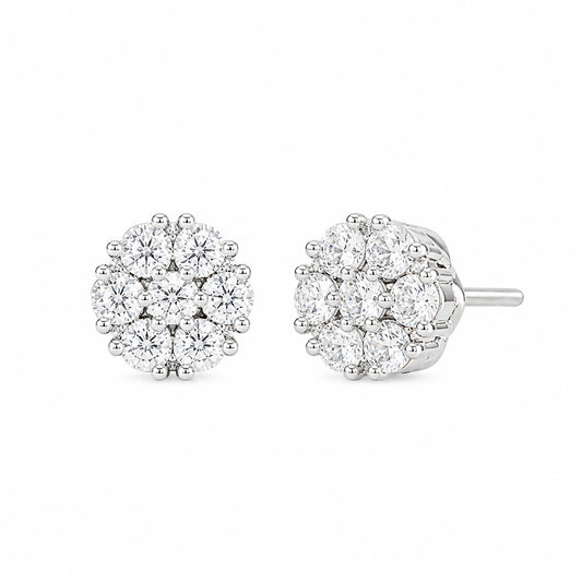Rhodium Plated AD Studs Earrings for Women