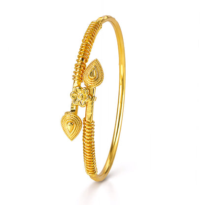 Gold Plated Adjustable Temple Bangle Bracelet for Women