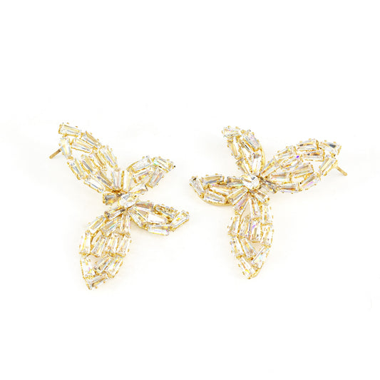 Gold Plated Cubic Zirconia Butterfly Earrings for Women