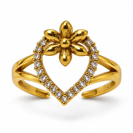 22K Gold Plated AD Finger Ring for Women