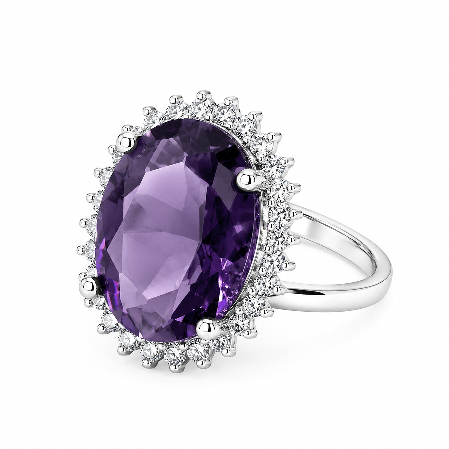 Silver Plated Purple AD Finger Ring for Women