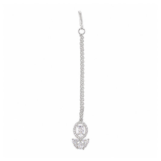Silver Plated AD Maang Tikka for Women