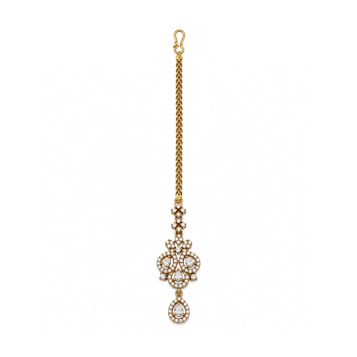Antique Gold Plated AD Maang Tikka for Women