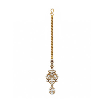 Antique Gold Plated AD Maang Tikka for Women