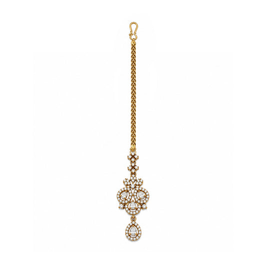 Antique Gold Plated AD Maang Tikka for Women