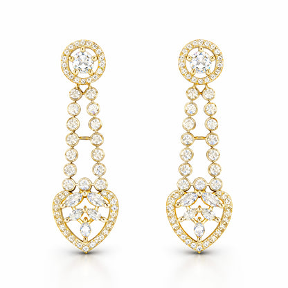 Gold Plated AD Drop Earrings for Women