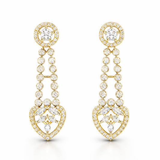 Gold Plated AD Drop Earrings for Women