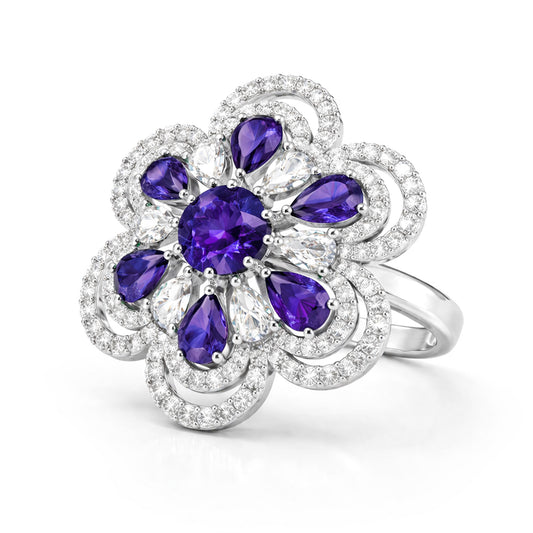 Silver Plated Purple AD Finger Ring for Women