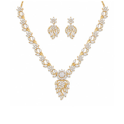 Gold Plated AD Floral Jewellery Set for Women