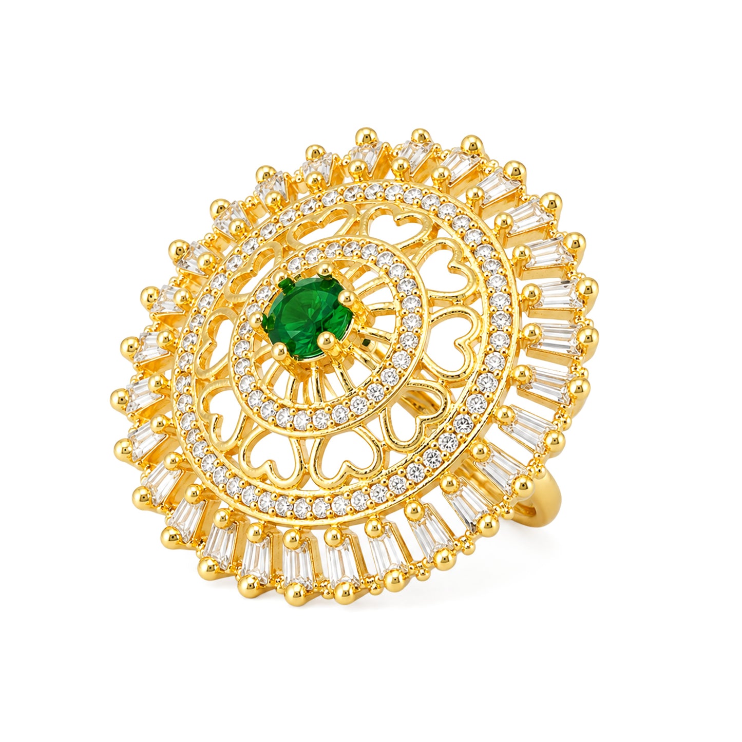 Gold Plated Green AD Finger Ring for Women