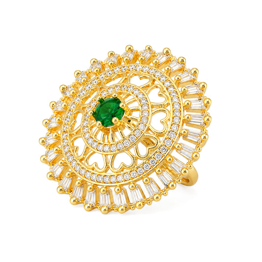 Gold Plated Green AD Finger Ring for Women