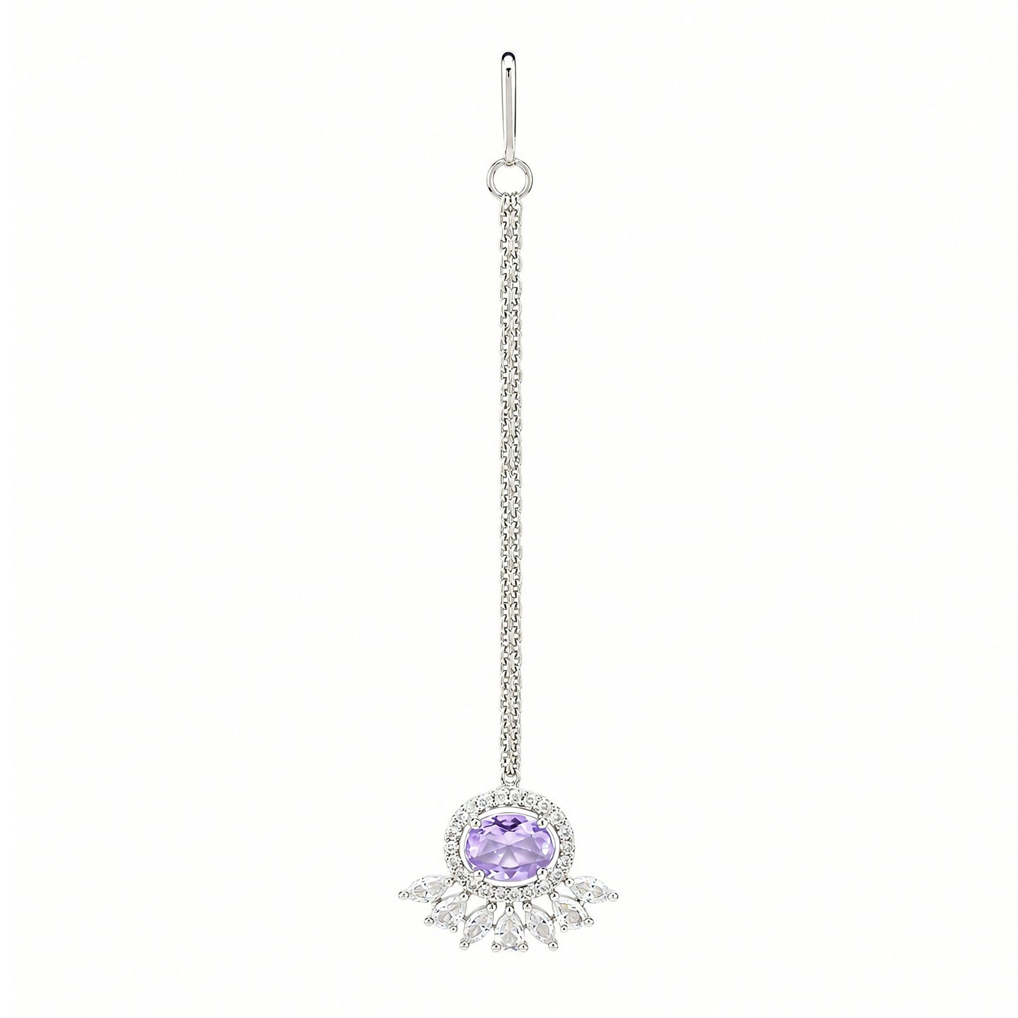 Silver Plated Purple AD Maang Tikka for Women