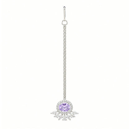 Silver Plated Purple AD Maang Tikka for Women