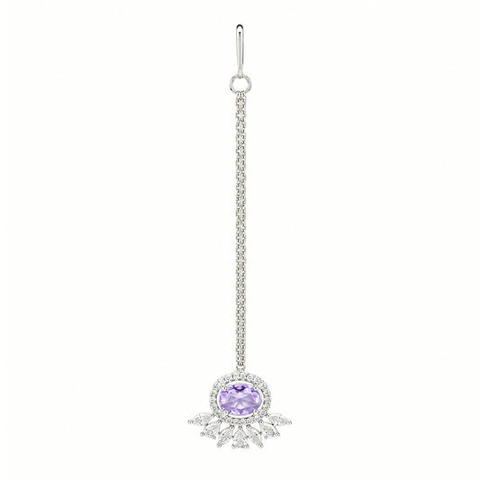 Silver Plated Purple AD Maang Tikka for Women