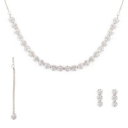 Silver Plated Floral Jewellery Set for Women