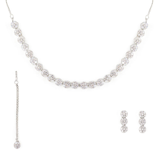 Silver Plated Floral Jewellery Set for Women