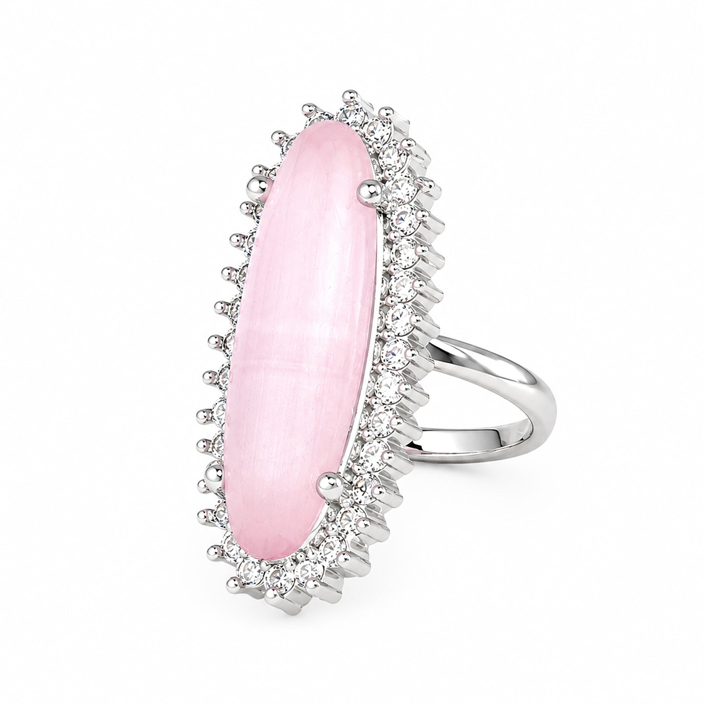 Silver Plated Pink AD Finger Ring for Women