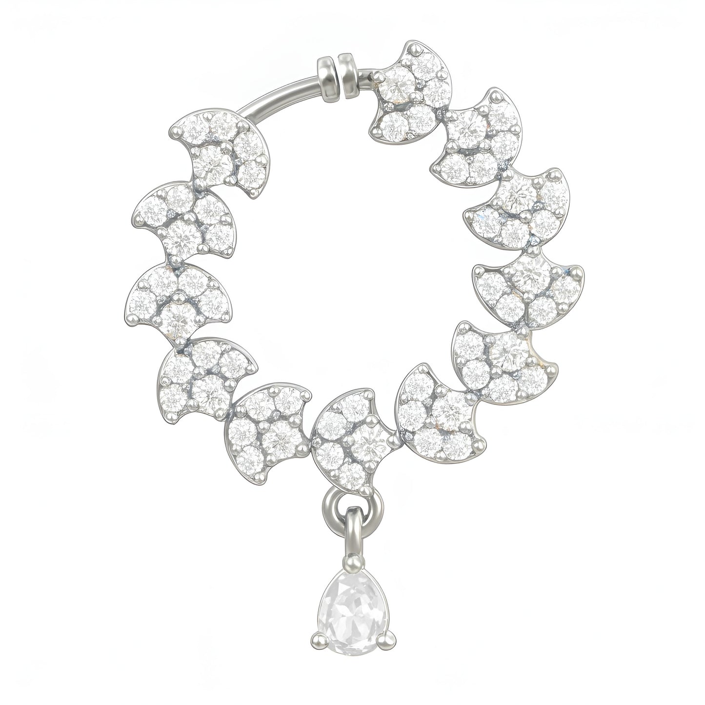 Silver Plated American Diamond Bridal Non- piercing Nose Ring