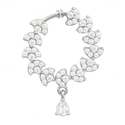 Silver Plated American Diamond Bridal Non- piercing Nose Ring