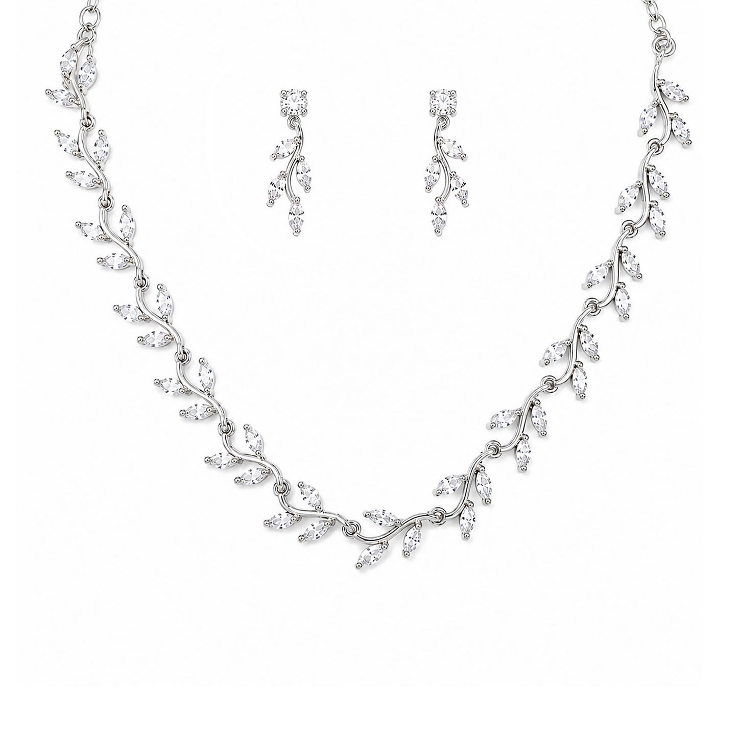 Silver Plated AD Floral Jewellery Set for Women