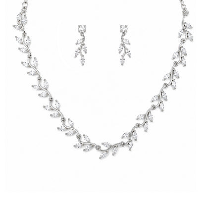 Silver Plated AD Floral Jewellery Set for Women