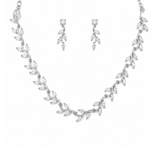 Silver Plated AD Floral Jewellery Set for Women