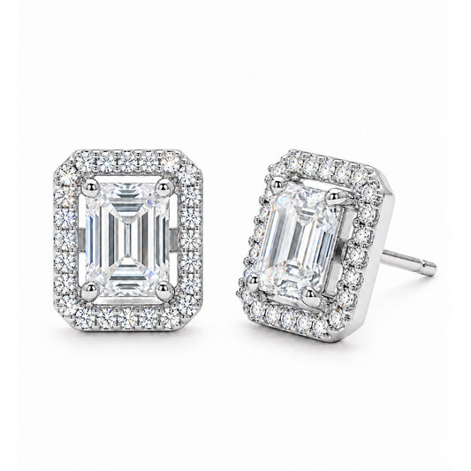 Rhodium Plated AD Stud Earrings for Women