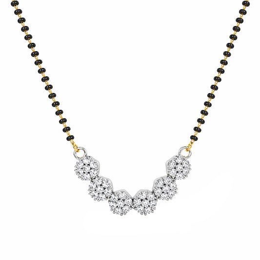 Silver Plated AD Floral Mangalsutra for Women