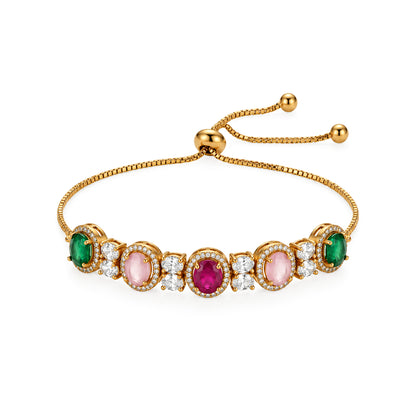 Antique Gold Plated Multi AD Adjustable Bracelet for Women