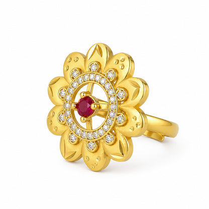 Gold Plated Anti Tarnish Red AD Finger Ring for Women