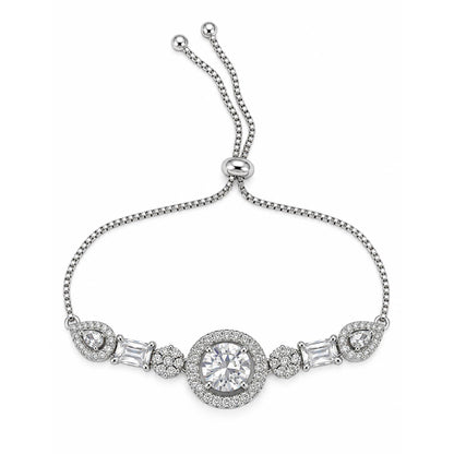 Rhodium Plated AD Adjustable Bracelet for Women