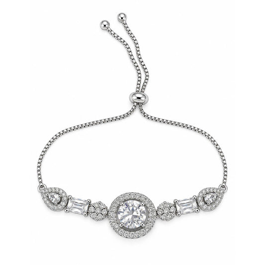 Rhodium Plated AD Adjustable Bracelet for Women