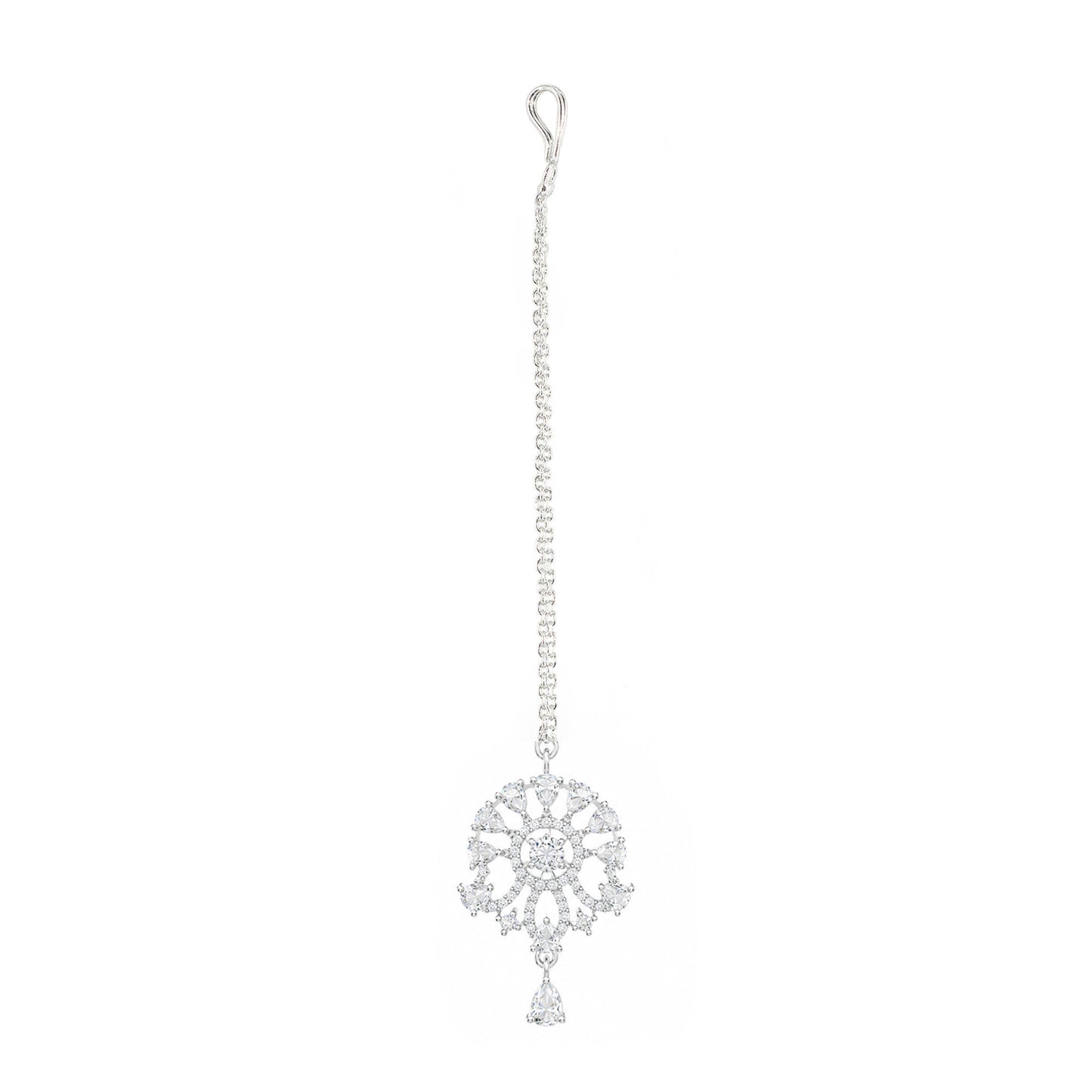 Silver Plated AD Maang Tikka for Women