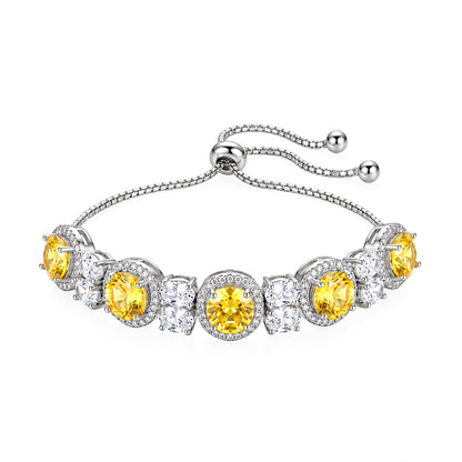 Silver Plated Yellow AD Adjustable Bracelet for Women